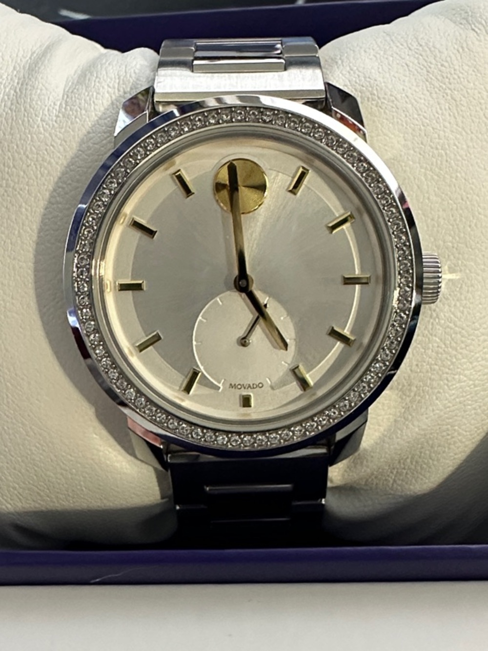Movado Bold Evolution Silver w/Gold Accents Stainless Steel Watch  *Brand New